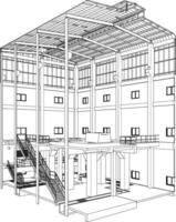 3d ilustración de industrial edificio vector