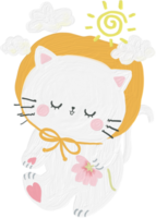 pot katje kat wit kleur emotie logo sticker voor kinderen png