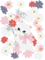 blanc chat marrant et mignonne griffonnage personnage png