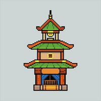 Pixel art illustration Japanese Temple. Pixelated Temple. Japanese Temple Building icon pixelated for the pixel art game and icon for website and video game. old school retro. vector