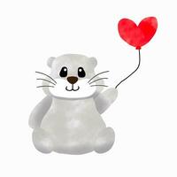 otter celebrates valentine vector