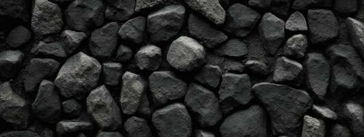 Black or dark gray rough grainy stone texture background. AI generated photo