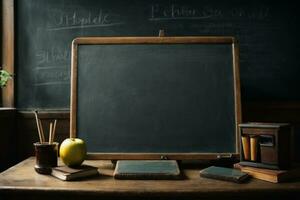 Vintage blackboard or school slate. AI generated photo