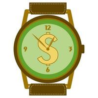 Wristwatch. Time is money. Business clock vector flat style illustration isolated on white background. Hand watches, time management and planning concept. Design art for educational materials, booklet