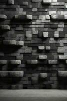 Old wall texture cement dark black gray background abstract grey color design are light with white gradient background.. AI generated photo