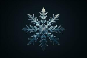 Single snowflake on dark background. Generative AI photo