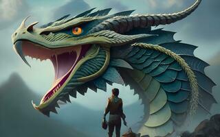 Enchanting Cinematic Spotlight on the Intricate Patterns of Dragon Scales. AI Generated photo