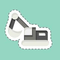 Sticker line cut Excavator. related to Mining symbol. simple design editable. simple illustration vector