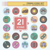 Icon Set Mining. related to Industry symbol. color mate style. simple design editable. simple illustration vector