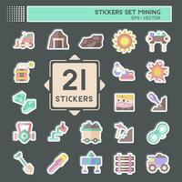 Sticker Set Mining. related to Industry symbol. simple design editable. simple illustration vector