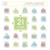 Icon Set Capital. related to Capital symbol. Color Spot Style. simple design editable. simple illustration vector