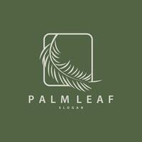 Palm Leaf Logo Design Vector Simple Minimalist Symbol Illustration Template