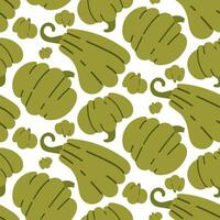 A pattern with green pumpkins on a white background. Modern abstract seamless pumpkin pattern. Texture of autumn pumpkin, harvest, Thanksgiving, Halloween. festive bright background vector