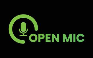 Open Mic logo design, green color combination with horizontal layout podcast logo vector