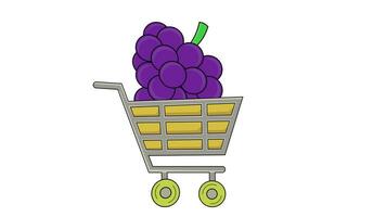 animated video of a trolley carrying grapes