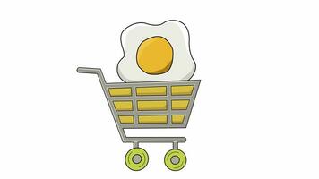 animated video of a trolley carrying fried eggs