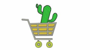 animated video of a trolley carrying a cactus tree