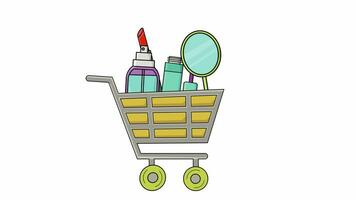 animated video of a trolley carrying make-up tools