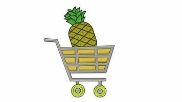 animated video of a trolley carrying pineapples