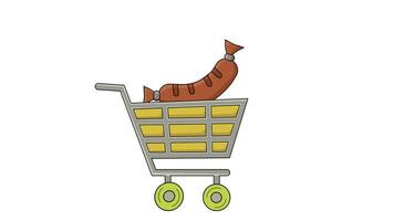 animated video of a trolley carrying sausages