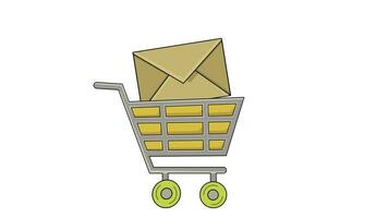 animated video of a trolley carrying envelopes