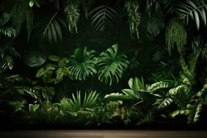 Tropical exotic leaves background. Generative AI photo