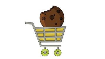 animated video of a trolley carrying cookies