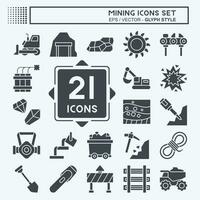 Icon Set Mining. related to Industry symbol. glyph style. simple design editable. simple illustration vector