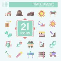 Icon Set Mining. related to Industry symbol. flat style. simple design editable. simple illustration vector