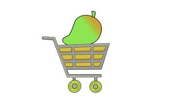 animerad video av en vagn bärande mango