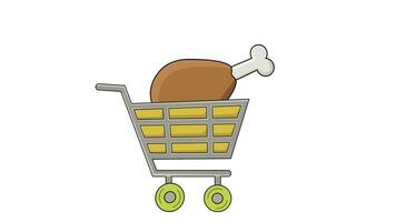 animated video of a trolley carrying fried chicken