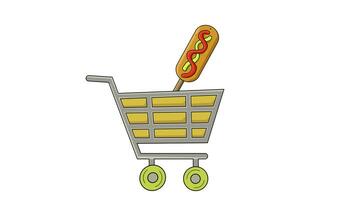 animated video of a trolley carrying corn dogs
