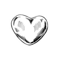 Hand-drawn sketch vintage style element. Doodle cute ink pen heart on white background. Vector illustration..