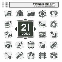 Icon Set Mining. related to Industry symbol. comic style. simple design editable. simple illustration vector