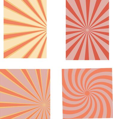 Retro Sunburst Background Set. Vector Illustration