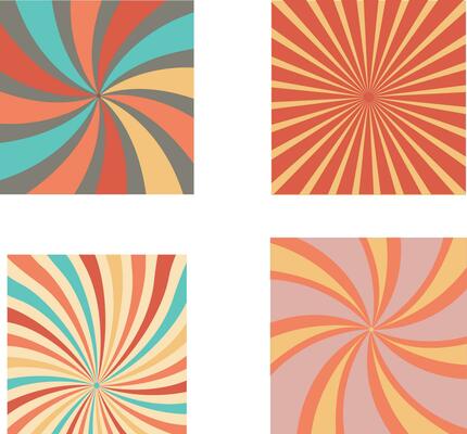 Retro Sunburst Background Set. Vector Illustration