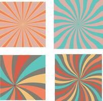 Retro Sunburst Background Set. Vector Illustration