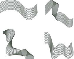 Abstract Wavy Line Set. Isolated on White Background. Vector Illustration