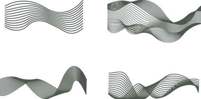 Abstract Wavy Line Set. Isolated on White Background. Vector Illustration
