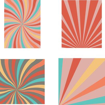 Retro Sunburst Background Set. Vector Illustration