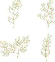 Line Art Flower Aesthetic. Vector Illustration Set.