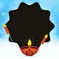 Vector illustration of Happy Diwali background with diya and fireworks with space for your text.