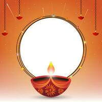 Happy Diwali festival background with diya. vector