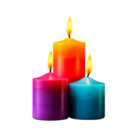 burning colorful christmas candles ai generative png