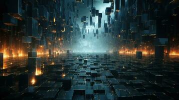 infinite data matrix, digital art illustration, Generative AI photo