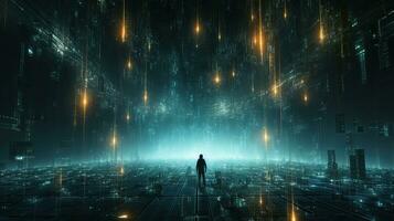 infinite data matrix, digital art illustration, Generative AI photo
