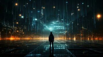 infinite data matrix, digital art illustration, Generative AI photo