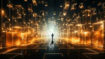 infinite data matrix, digital art illustration, Generative AI photo