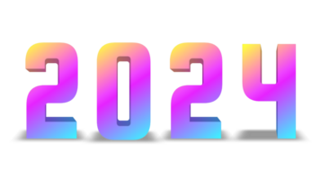 feliz Novo ano 2024. com brilhantemente colori número animado png