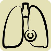 Icon Lung Disease. related to Body Ache symbol. hand drawn style. simple design editable. simple illustration vector